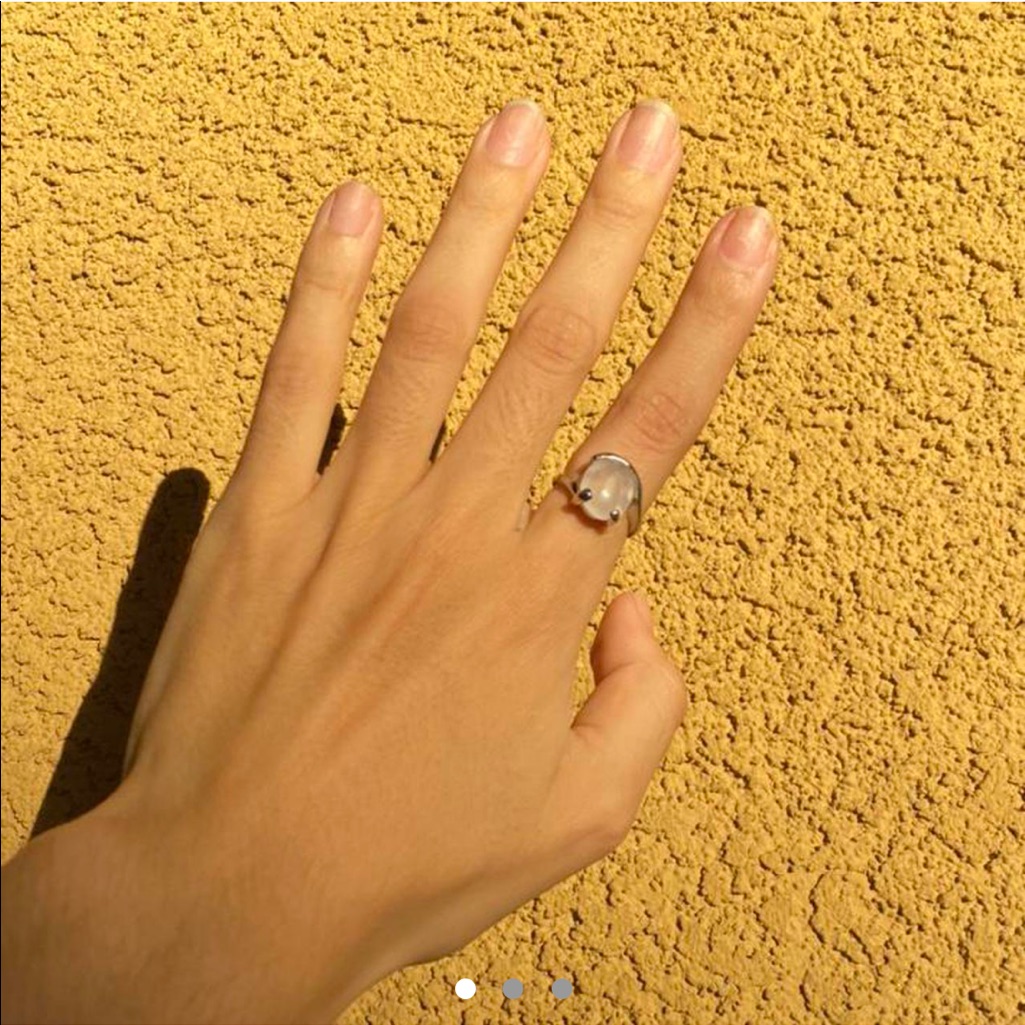 Cloudy White Opal Ring